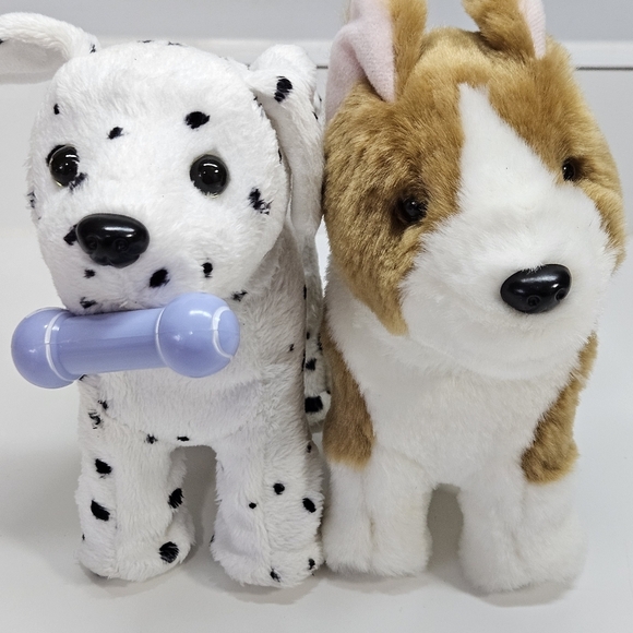 American Girl Corgi and Dalmatian Puppy Dog Set of Two Poseable Bone Toy Retired - Picture 1 of 5